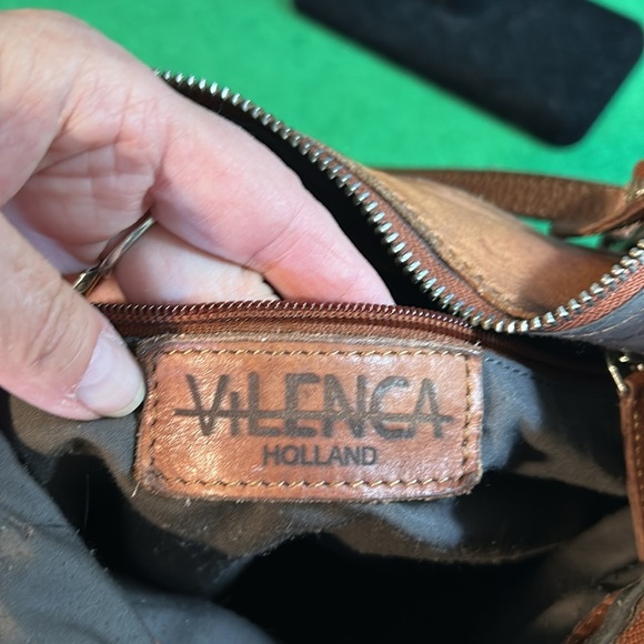 VILENCA HOLLAND BACK PACK BAG DISTRESSED LEATHER WOVEN BRAIDED COGNAC BAG - Picture 7 of 15